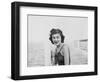 Young Woman Smiles and Sits on a Swimming Pier, Ca. 1938-null-Framed Photographic Print