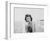 Young Woman Smiles and Sits on a Swimming Pier, Ca. 1938-null-Framed Photographic Print