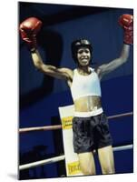 Young Woman Standing in a Boxing Ring-null-Mounted Premium Photographic Print