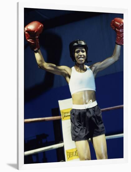 Young Woman Standing in a Boxing Ring-null-Framed Photographic Print