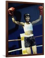 Young Woman Standing in a Boxing Ring-null-Framed Photographic Print