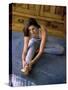 Young Woman Stretching on the Floor-null-Stretched Canvas