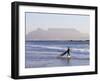 Young Woman Surfer Enters the Water of the Atlantic Ocean with Table Mountain in the Background-Yadid Levy-Framed Photographic Print