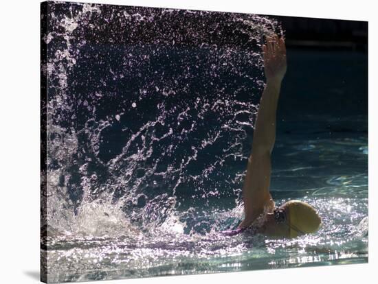 Young Woman Swimming the Backstroke in a Swimming Pool, Bainbridge Island, Washington, USA-null-Stretched Canvas