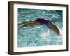 Young Woman Swimming the Backstroke in a Swimming Pool, Bainbridge Island, Washington, USA-null-Framed Photographic Print