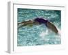 Young Woman Swimming the Backstroke in a Swimming Pool, Bainbridge Island, Washington, USA-null-Framed Photographic Print