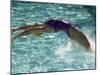 Young Woman Swimming the Backstroke in a Swimming Pool, Bainbridge Island, Washington, USA-null-Mounted Photographic Print