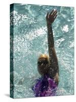 Young Woman Swimming the Backstroke in a Swimming Pool, Bainbridge Island, Washington, USA-null-Stretched Canvas
