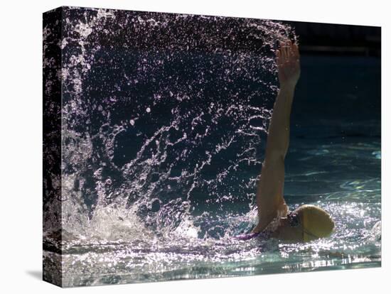 Young Woman Swimming the Backstroke in a Swimming Pool, Bainbridge Island, Washington, USA-null-Stretched Canvas