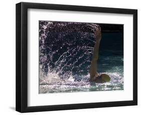 Young Woman Swimming the Backstroke in a Swimming Pool, Bainbridge Island, Washington, USA-null-Framed Photographic Print