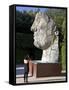 Young Woman Taking Photograph of the Monumental Head, by Igor Mitora, Boboli Gardens, Florence, Tus-Peter Barritt-Framed Stretched Canvas