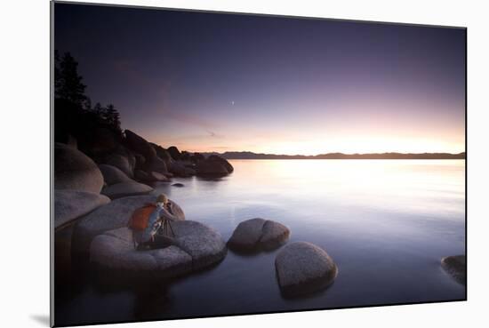 Young Woman Taking Photos at Lake Tahoe, California-Justin Bailie-Mounted Photographic Print