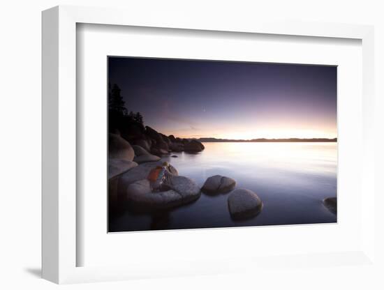 Young Woman Taking Photos at Lake Tahoe, California-Justin Bailie-Framed Photographic Print