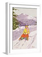 Young Woman Tobogganing-Carlo Pellegrini-Framed Giclee Print