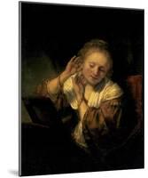 Young Woman Trying Earrings, 1654-Rembrandt van Rijn-Mounted Art Print