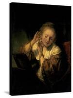 Young Woman Trying Earrings, 1654-Rembrandt van Rijn-Stretched Canvas