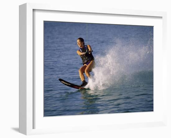 Young Woman Waterskiing-null-Framed Photographic Print