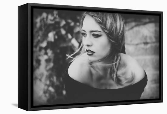 Young Woman Wearing a Black Dress-Sabine Rosch-Framed Stretched Canvas