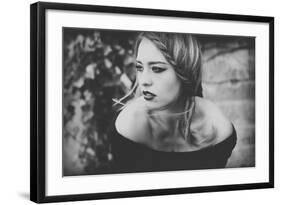 Young Woman Wearing a Black Dress-Sabine Rosch-Framed Photographic Print