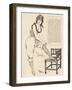 Young Woman Wearing a Lacy Chemise Corset and Frilly Edged Drawers Adjusts Her Stockings-H. Gerbault-Framed Art Print