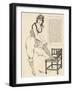 Young Woman Wearing a Lacy Chemise Corset and Frilly Edged Drawers Adjusts Her Stockings-H. Gerbault-Framed Art Print