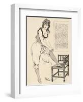 Young Woman Wearing a Lacy Chemise Corset and Frilly Edged Drawers Adjusts Her Stockings-H. Gerbault-Framed Art Print