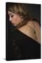 Young Woman Wearing Black Dress with Key on Necklace-Sabine Rosch-Stretched Canvas