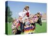 Young Woman Wearing Folk Dress on Horseback, Ride of the Kings Festival, Village of Vlcnov, Vlcnov-Richard Nebesky-Stretched Canvas