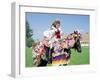 Young Woman Wearing Folk Dress on Horseback, Ride of the Kings Festival, Village of Vlcnov, Vlcnov-Richard Nebesky-Framed Photographic Print