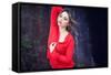 Young Woman Wearing Red Blouse-Sabine Rosch-Framed Stretched Canvas