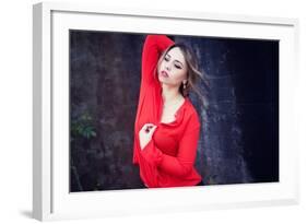 Young Woman Wearing Red Blouse-Sabine Rosch-Framed Photographic Print