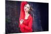 Young Woman Wearing Red Blouse-Sabine Rosch-Mounted Photographic Print