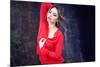 Young Woman Wearing Red Blouse-Sabine Rosch-Mounted Photographic Print