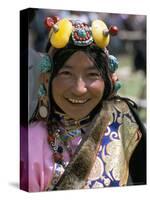 Young Woman Wearing Typical Amber Jewellery, Yushu Horse Fair, Qinghai Province, China-Occidor Ltd-Stretched Canvas