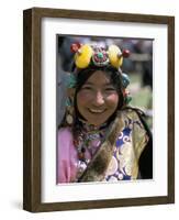 Young Woman Wearing Typical Amber Jewellery, Yushu Horse Fair, Qinghai Province, China-Occidor Ltd-Framed Photographic Print