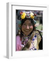 Young Woman Wearing Typical Amber Jewellery, Yushu Horse Fair, Qinghai Province, China-Occidor Ltd-Framed Photographic Print