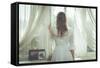 Young Woman Wearing White Dress-Sabine Rosch-Framed Stretched Canvas