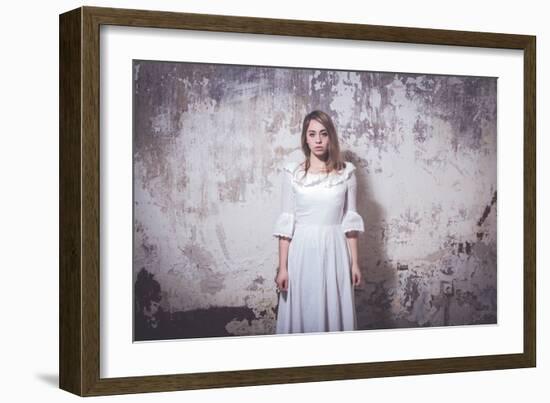 Young Woman Wearing White Dress-Sabine Rosch-Framed Photographic Print