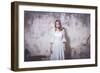 Young Woman Wearing White Dress-Sabine Rosch-Framed Photographic Print