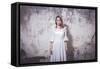 Young Woman Wearing White Dress-Sabine Rosch-Framed Stretched Canvas