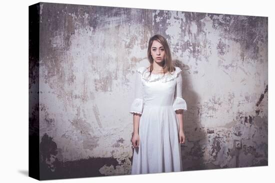 Young Woman Wearing White Dress-Sabine Rosch-Stretched Canvas