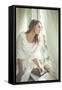 Young Woman Wearing White Dress-Sabine Rosch-Framed Stretched Canvas