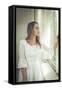 Young Woman Wearing White Dress-Sabine Rosch-Framed Stretched Canvas