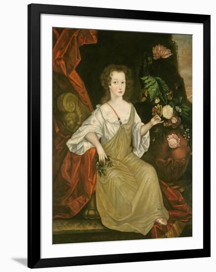 Young woman with a butterfly, c.1710-American School-Framed Giclee Print