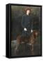 Young Woman with a Dog in a Garden-null-Framed Stretched Canvas