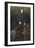 Young Woman with a Dog in a Garden-null-Framed Photographic Print