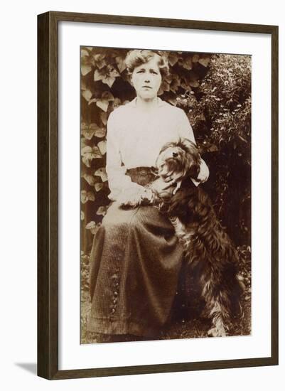 Young Woman with a Dog in a Garden-null-Framed Photographic Print