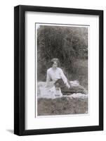 Young Woman with a Dog in a Garden-null-Framed Photographic Print