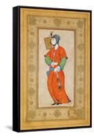 Young Woman with a Fan-Riza-i Abbasi-Framed Stretched Canvas