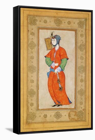 Young Woman with a Fan-Riza-i Abbasi-Framed Stretched Canvas